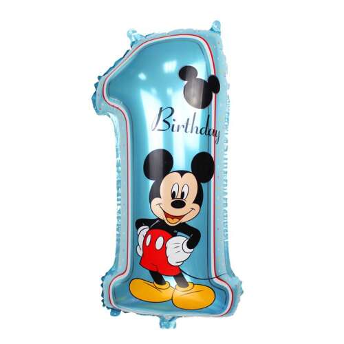 Blue Mickey Mouse Number 1 Foil Balloon, Birthday Party Decoration