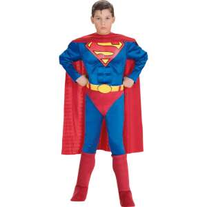 Superman Deluxe Costume for Boys, includes jumpsuit, cape, belt, and boot covers - DC