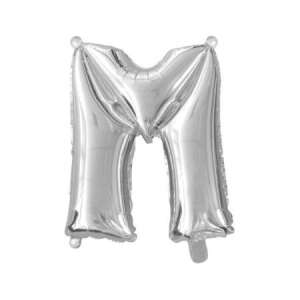 Srebrny balon foliowy litera M, 40 cali, 97 cm - Bułka w powietrzu