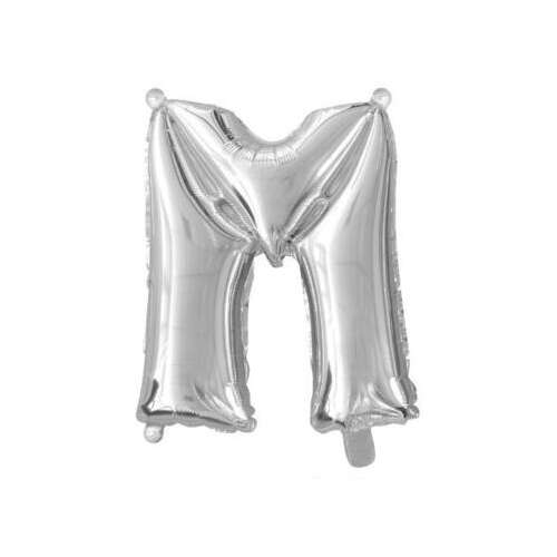 Сребърен фолиен балон буква M, 40 инча, 97 см