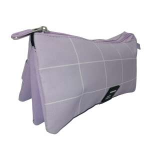 Unequal 3-compartment pencil case, purple, with zipper - Pencil Case