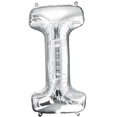 Фолиев балон буква I сребърен, 40 инча, 97 см