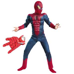OLMA Spiderman costume for boys, size M, 5-7 years old, includes suit, mask, and launcher - Costume for Kid