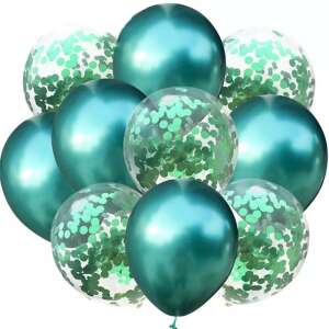 Pack of 10 green latex balloons with confetti, 12 inch - Home & Garden