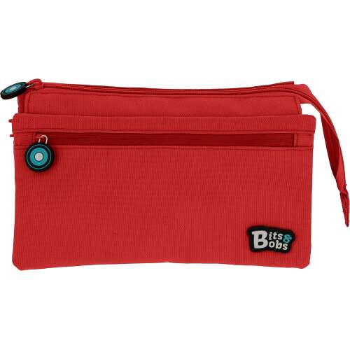 Red Bits&Bobs pencil case with 6 compartments