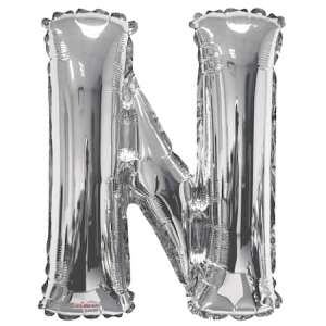 Silver foil letter N balloon, 40 inch, 97 cm - Balloon