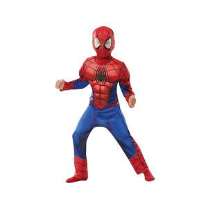 Deluxe Spiderman Costume with Muscles, Mask and Jumpsuit, Marvel, Size S, 3 - 4 Years Old, 104 cm - Costume for Kid