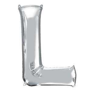 Silver letter L foil balloon, 40 inches, 97 cm - Balloon