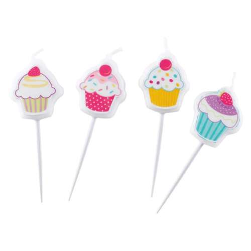 Set de 4 lumânări de ziua de naștere în formă de cupcake