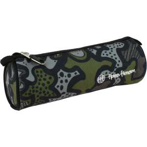 Hans Heesen Urban Green cylindrical pencil case with zipper, green camouflage pattern - Pencil Case