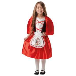 Little Red Riding Hood costume for girls, red dress with white apron and cape, size 7-8 years - OEM