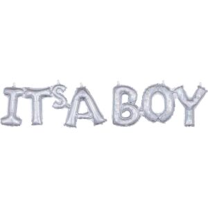 Fólia Lufi It's a Boy silver balloon banner for baby shower decoration - Baby