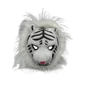 White tiger animal mask with fur, for kids and adults, perfect for parties, birthdays, school events and carnivals - OEM