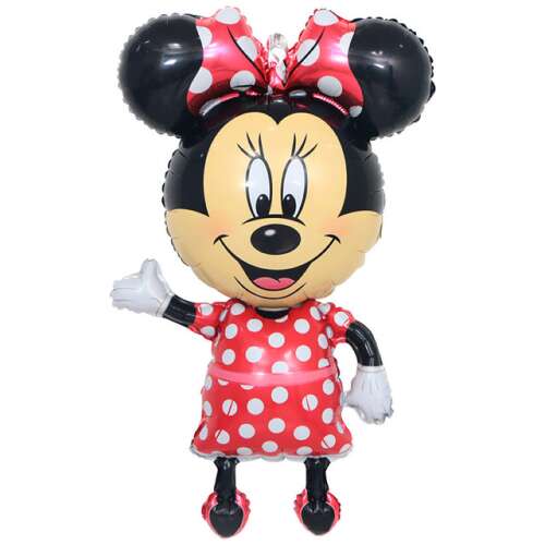 Minnie egér fólia lufi, 80 cm, piros pöttyös ruha
