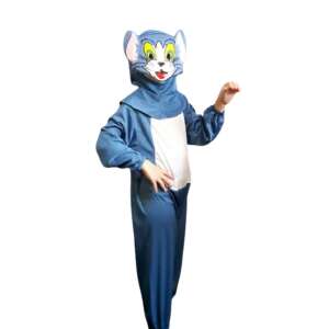 Tom & Jerry Tom cat costume for kids, blue jumpsuit with mask, 2-3 years old, 98 cm - OEM