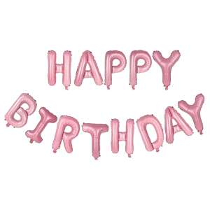 Pink Happy Birthday Foil Balloons, 13 Piece Set, 16 Inch - Home & Garden