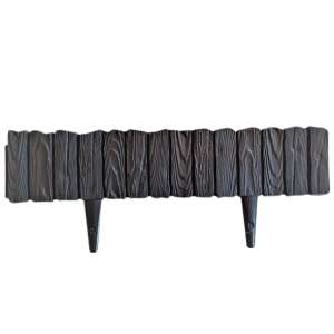 Anthracite wood-look plastic garden edging, 58cm long, set of 4 - Garden Edging