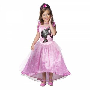 Barbie Princess Costume for Girls, Pink Sequin Dress with Tiara - Barbie