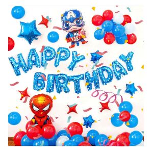 Superhero Birthday Balloon Decoration: Spiderman & Captain America Party Supplies - Balloon