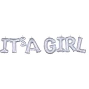It's a Girl silver foil letter balloons, baby shower decoration - Home & Garden