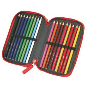 Fixo Kids red pencil case with pencils, pens, and erasers - Pencil Case