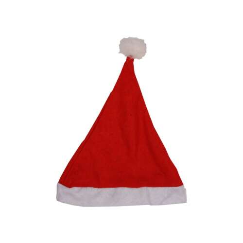 Czapka Mikołaja w rozmiarze dla dorosłych, czerwona z białym wykończeniem i pomponem