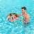Child using Bestway Disney Princesses Swim Ring in pool with adult supervision