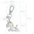 Navaris silver unicorn keychain with rainbow mane and tail, cloud charm, and carabiner clip, dimensions: 10.5 cm x 4.5 cm x 4.2 cm