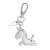 Navaris silver unicorn keychain with rainbow mane and tail, cloud charm, and carabiner clip