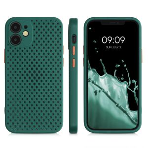 kwmobile iPhone 12 mini Silikonhülle grün - Vorder-, Seiten- und Bildschirmansicht - Handyhüllen