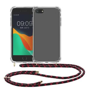kwmobile iPhone 7/8/SE (2020) clear phone case with red and black lanyard - Nonbrand Phone Case