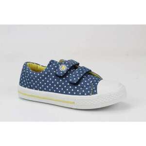 D.T. New York niebieskie buty z płótna w białe kropki i żółte akcenty, rozmiar 34 - Baba & Tipegő
