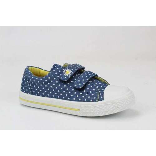 D.T. New York niebieskie buty z płótna w białe kropki i żółte akcenty, rozmiar 34