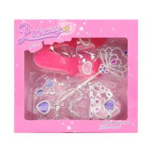 Zestaw do zabawy dla małej księżniczki z koroną, różdżką, naszyjnikiem, kolczykami, pierścionkiem i butem - Akcesoria dla lalek