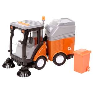 Jucărie de măturat stradă portocalie cu coș de gunoi, Útseprő jucărie - Mașină de lucru pentru copii