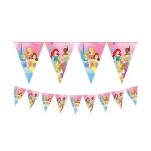 Disney Princesses flag garland, 2.3 meters long, with 9 flags featuring different Disney princesses - Party Decoration