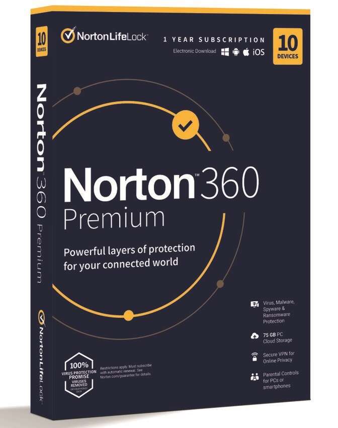 Norton 360 Premium 75GB HUN 1 Felhasználó 10 gép 1 éves dobozos v...