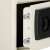 Springos metal safe with electronic keypad and key lock, white, close-up detail