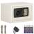 Springos metal safe with electronic keypad and key lock, white