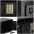 Springos black metal safe with electronic lock, close-up of keypad, keyhole, open door and inside
