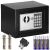 Springos black digital safe with accessories: batteries, keys, mounting bolts