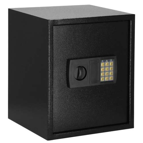 Springos metal safe, black, with digital keypad and key lock