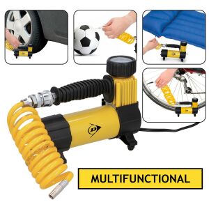 Multifunkcionális Dunlop 12V Autós Kompresszor autóhoz, labdához, matrachoz és kerékpárhoz - Dunlop