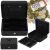 Springos black metal cash box collage with money and tray