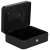 Springos black metal cash box with compartments, key lock, and handle
