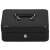 Springos black metal cash box with key lock and handle