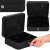 Springos black metal cash box with compartments, key lock, and handle
