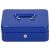Springos blue metal cash box closed