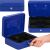 Springos blue cash box with key, open view showing coin and bill compartments