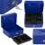 Springos blue metal cash box with compartments, key lock, and handle